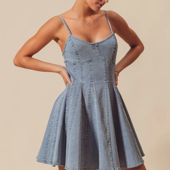 ✨NWT‎ SO ME A Line Fit and Flare Denim Mini Dress - Picture 8 of 16